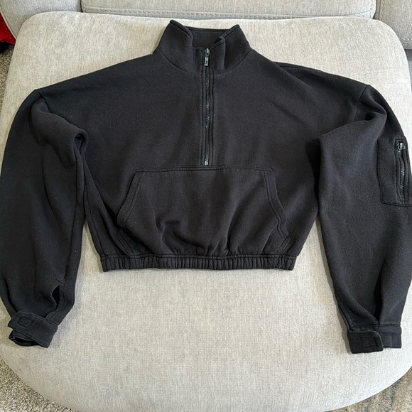 Black Boohoo Cropped 3/4 Zip - Picture 1 of 9